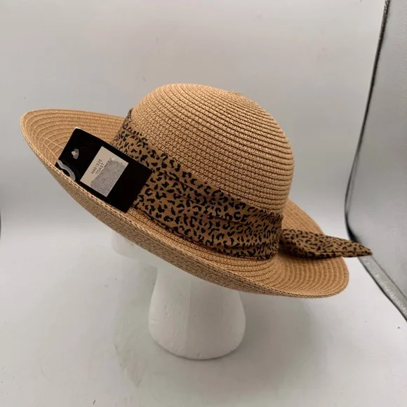 Magid Hats Paper Straw Convertible Sun Hat with Leopard Print Band - Picture 3 of 8